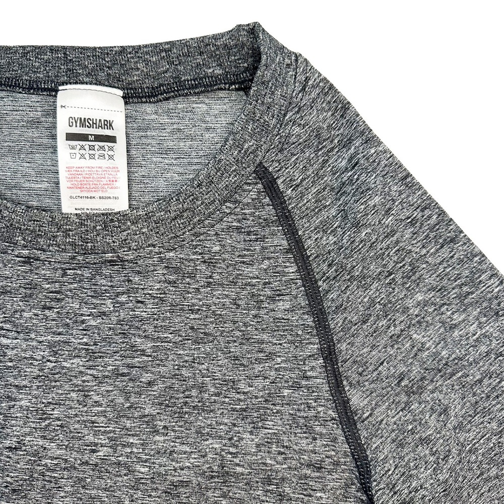 GYMSHARK Adapt Marl Seamless Long Sleeve Crop Top NWT • Medium • gray, black - Picture 2 of 9